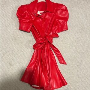Alice + Olivia Vibrant Red Faux Leather Garment